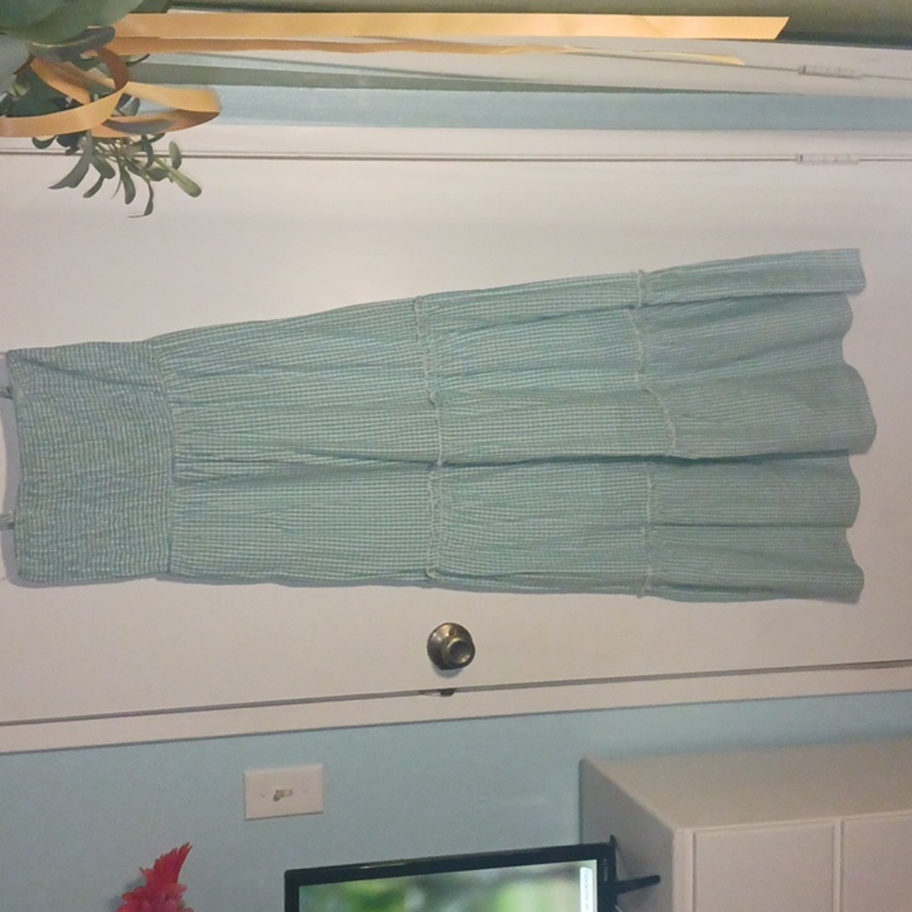 Turquoise Blue Maxi Gingham Dress